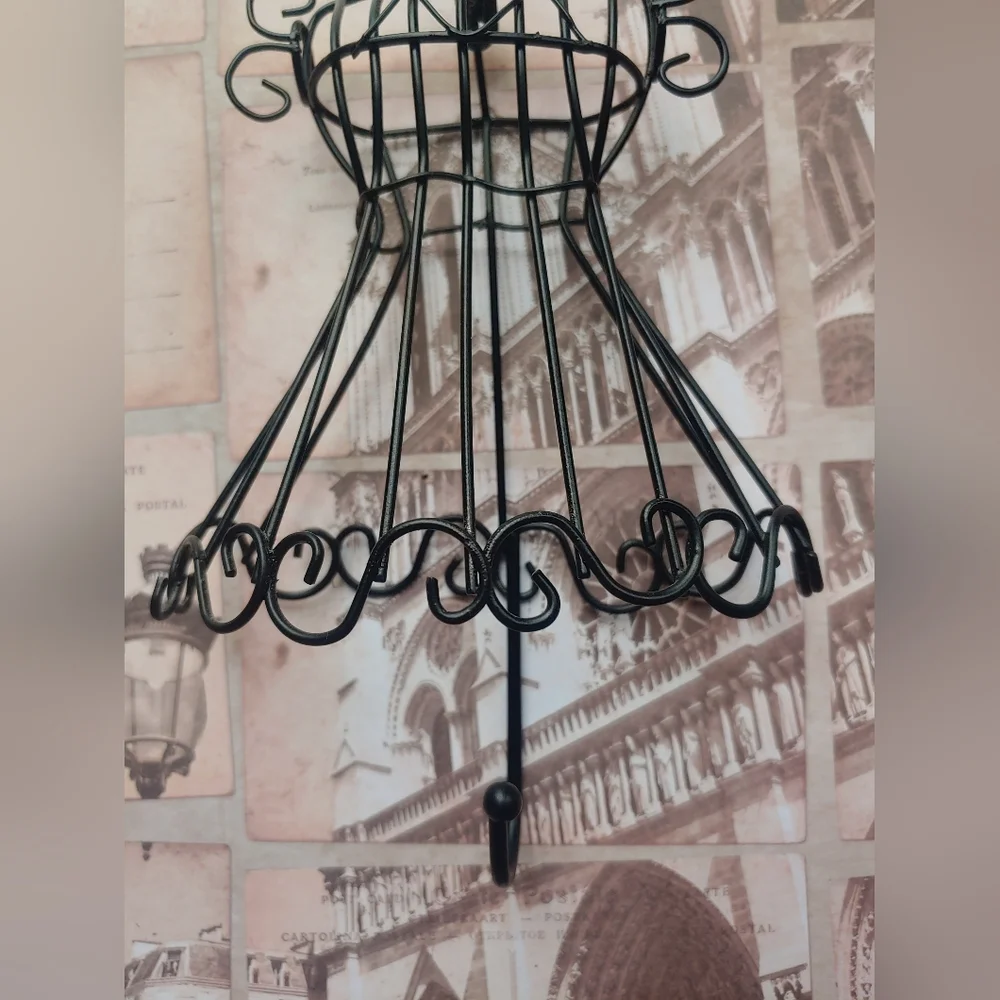 RARE Vintage 90s Fashion Dress Black Metal Hook Hanger Wall Decor Art - Picture 7 of 11